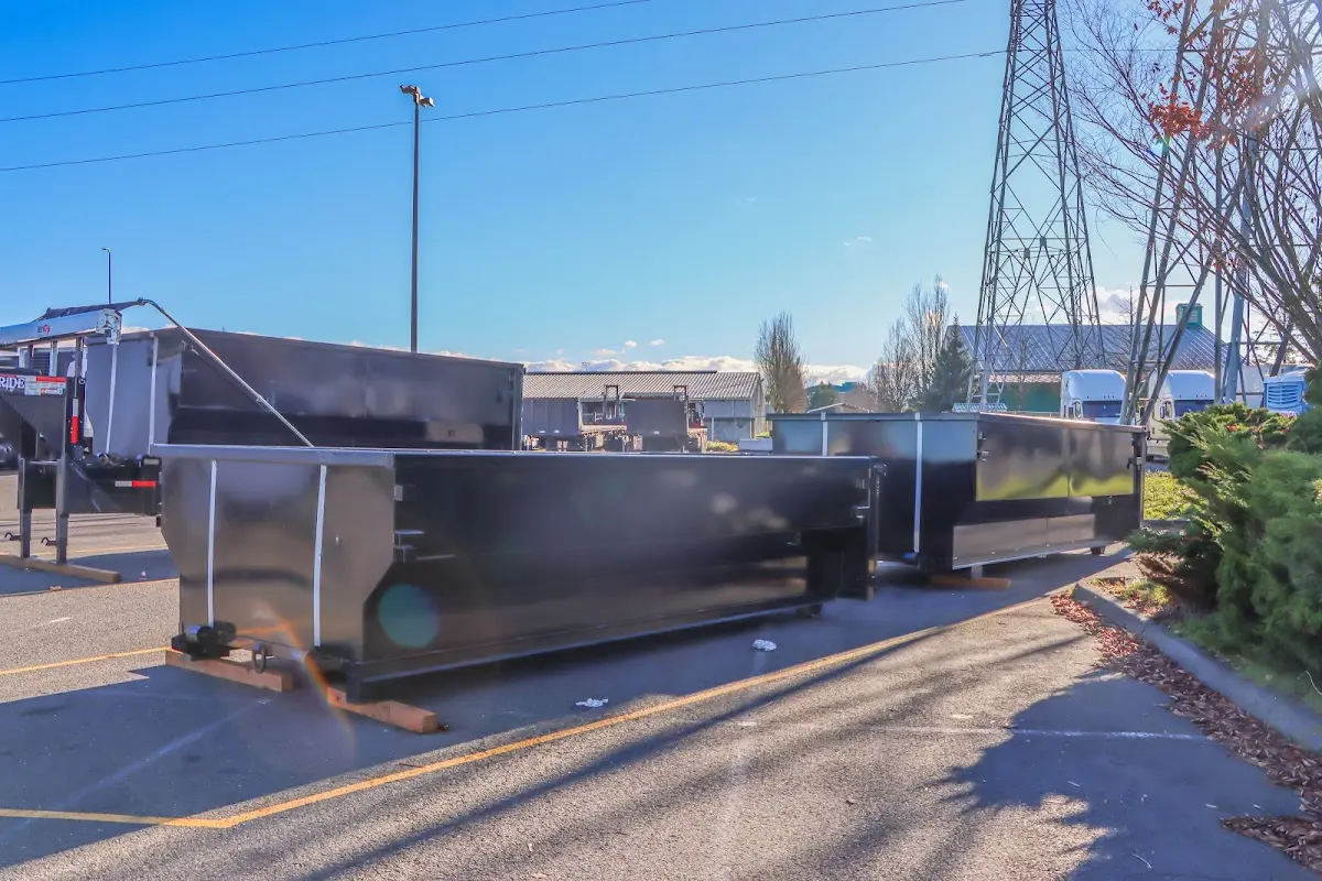 Roll-off dumpster ready for waste disposal at job site for 15 Yard Dumpster Rental in Upper Makefield